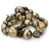 set of three brass and glass bead bracelet