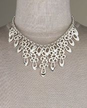 designer sterling silver bib necklace