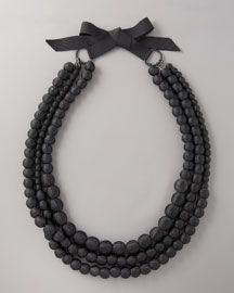black fabric covered beaded chain necklace