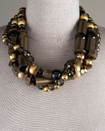 black and gold multistrand necklace