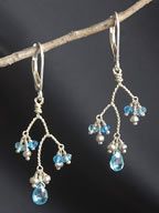 blue topaz and pearl earrings