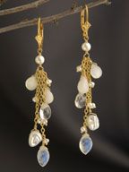 white topaz, quartz and moonstone earrings