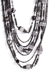 gunmetal chains and faceted glass bead necklace