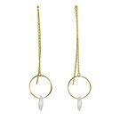 chain and white agate 18K gold earrings