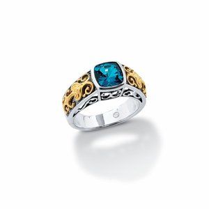 sterling silver, 18K yellow gold and blue topaz ring