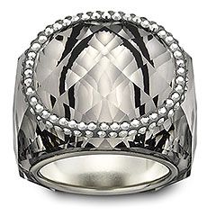 silver and black diamond crystal ring