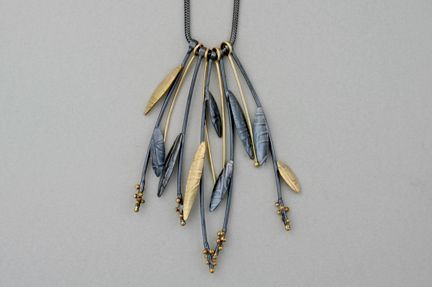 oxidized sterling silver and 22K gold necklace