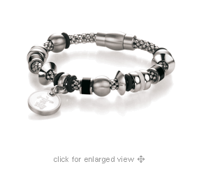 stainless steel bracelet with ceramic charms