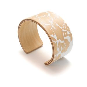 wooden cuff bracelet with floral print