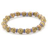 brass bead and blue rhinestone bracelet