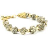 gold beads and pyrite gemstone bracelet
