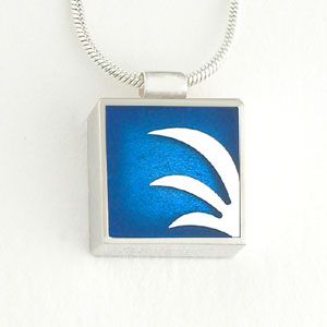 sterling silver necklace with blue resin inlay