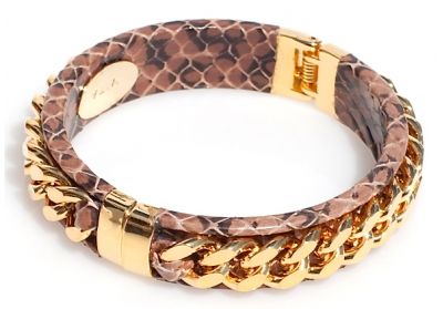 24K yellow gold and snakeskin leather bracelet