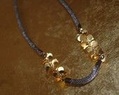 mesh chain and gold disk necklace
