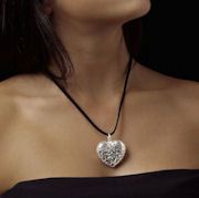 large sterling silver filigree heart necklace