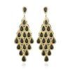 gold and black glass bead earrings