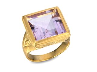 gold vermeil and amethyst gemstone ring
