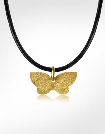 gold-plated etched butterfly pendant