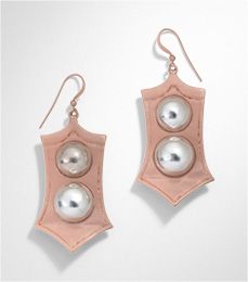 geometric brass pearl earrings