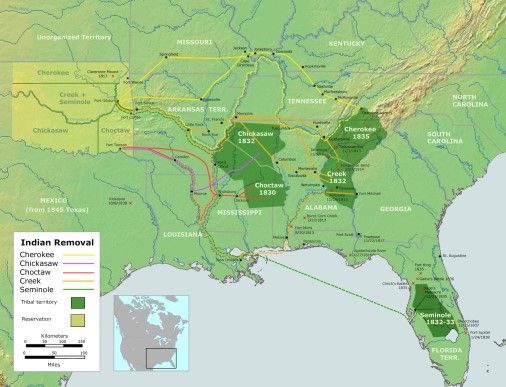 map of eastern lands of the Cherokee