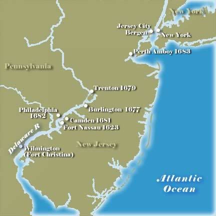 map of new jersey colony. Map of Colonial New Jersey