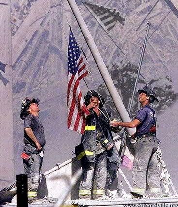 Firefighter flag Sept. 11