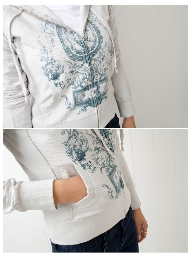 Antique Style Print Cotton Hoodie