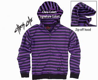 purple and black striped hoodie
