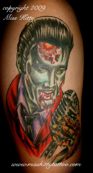 Colton, a client I finished a zombie elvis tattoo on last spring stopped in 