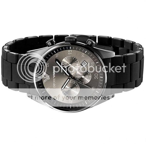 emporio armani mens sport chronograph silicone accent black