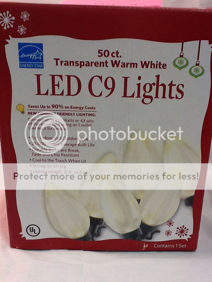 50 Ct Transparent Warm White LED C9 Christmas Season Holiday Lights Bulbs