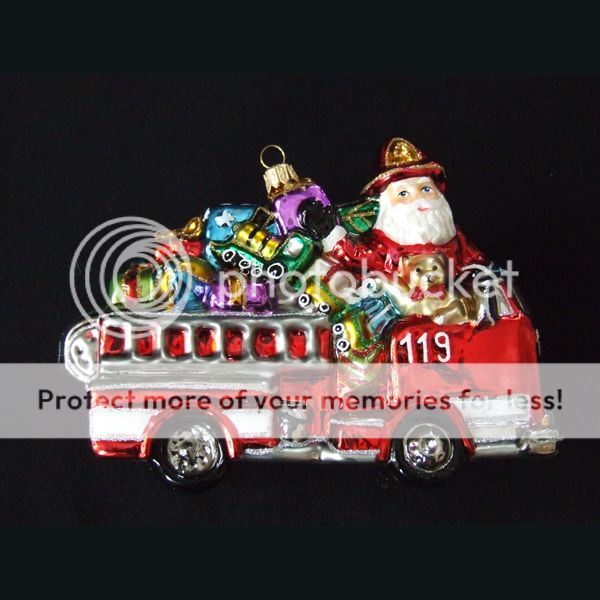 Kurt s Adler 4 3" Polonaise Santa Fireman Fire Truck Christmas Ornament AP0343