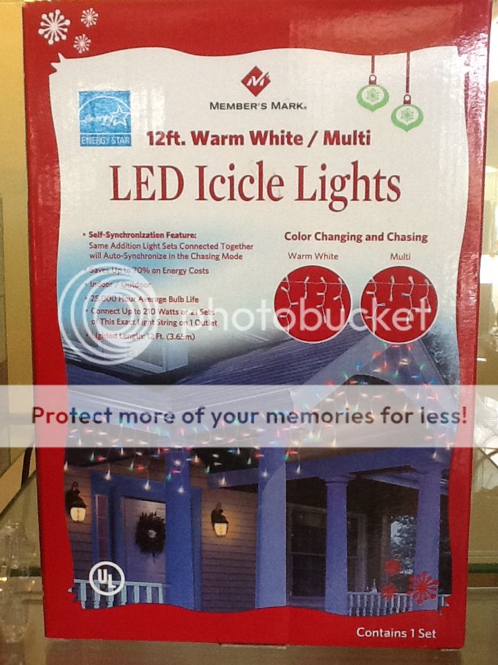 LED Warm White or Multi Color LED Icicle Indoor Outdoor Christmas Lights 12'