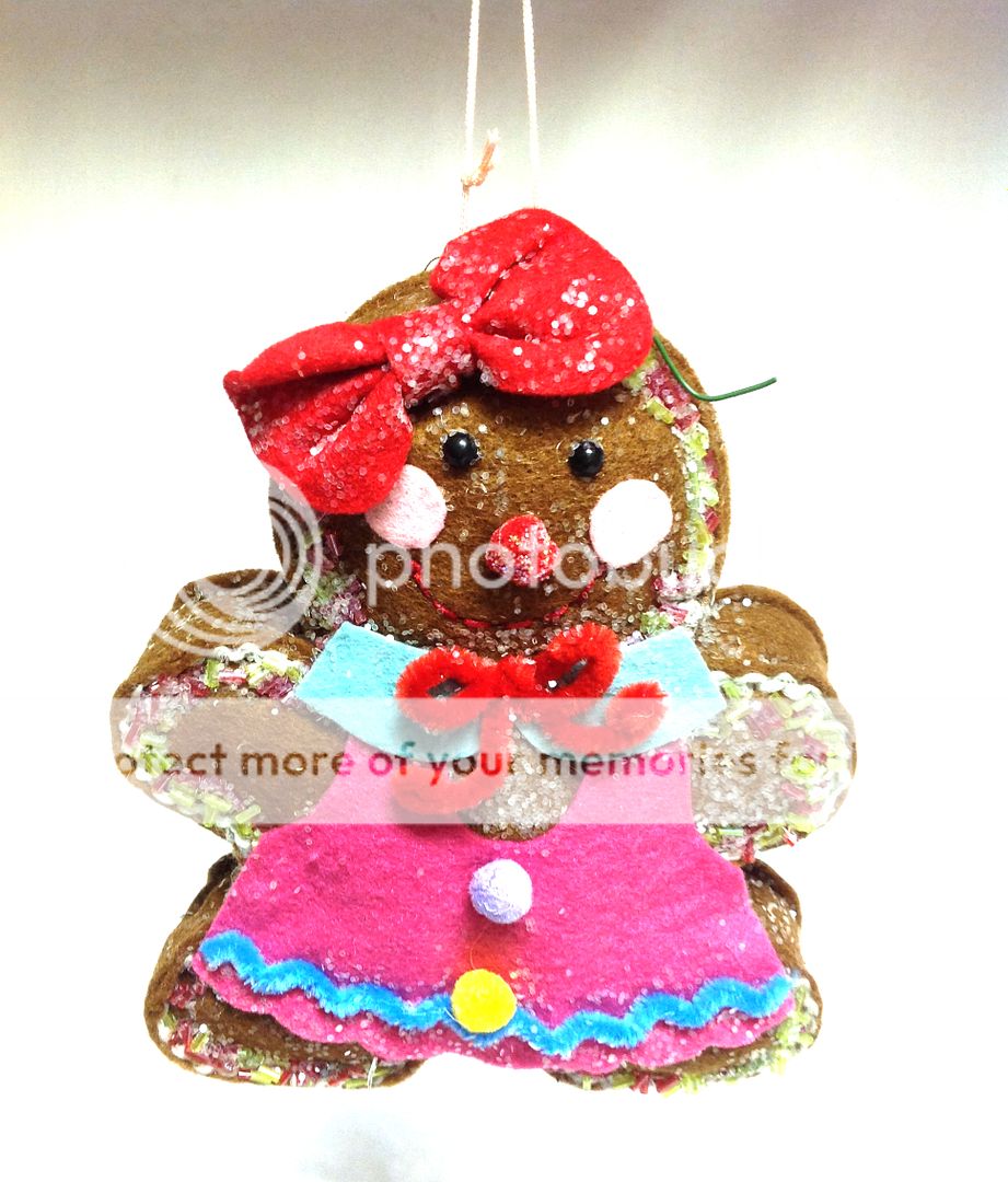 Kurt Adler 6' Felt Plush Gingerbread Girl Christmas Ornament Beaded Sparkles
