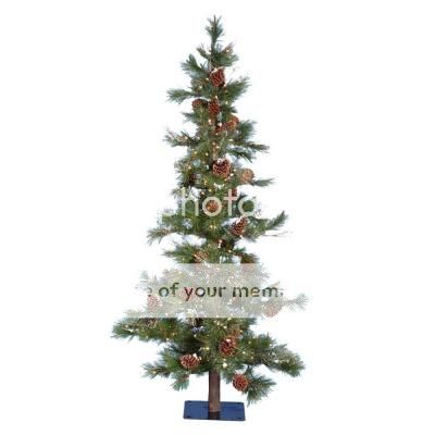 Kurt Adler 7' Pre Lit Country Rustic Pine Cone Glitter Artificial Christmas Tree
