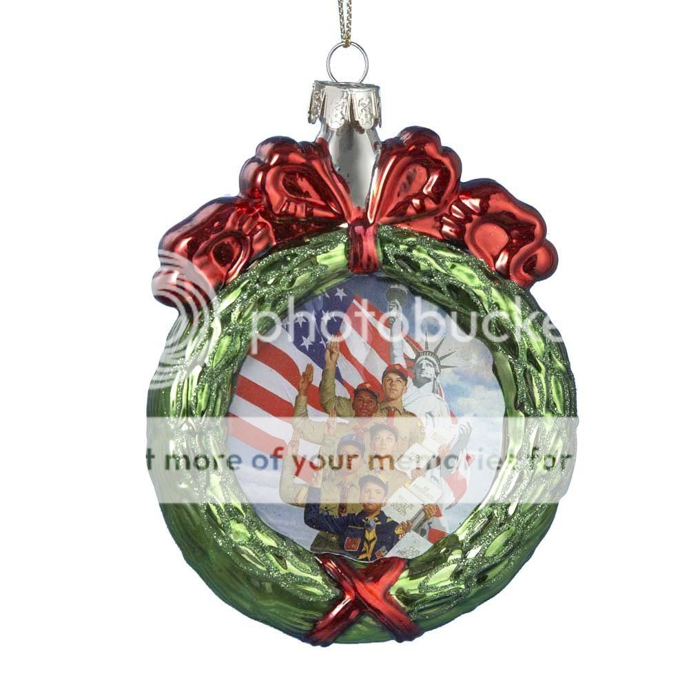 Kurt s Adler 4 5" Boy Scouts of America Wreath Glass Christmas Ornament BS4131